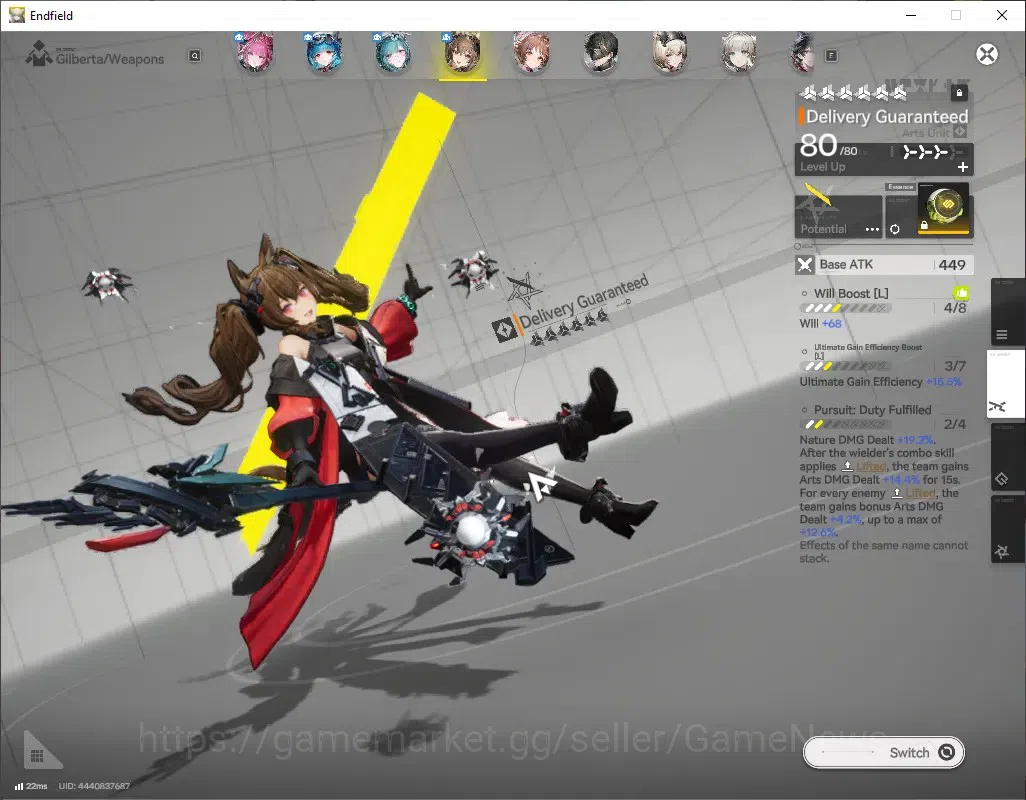 Arknights: Endfield Accounts ASIA|Lv 52|4 SSR (2 Limited) + 8 (*6 Weapon) + 1 Weapon Supply|[Gilberta,Yvonne] + Signature|2k 5