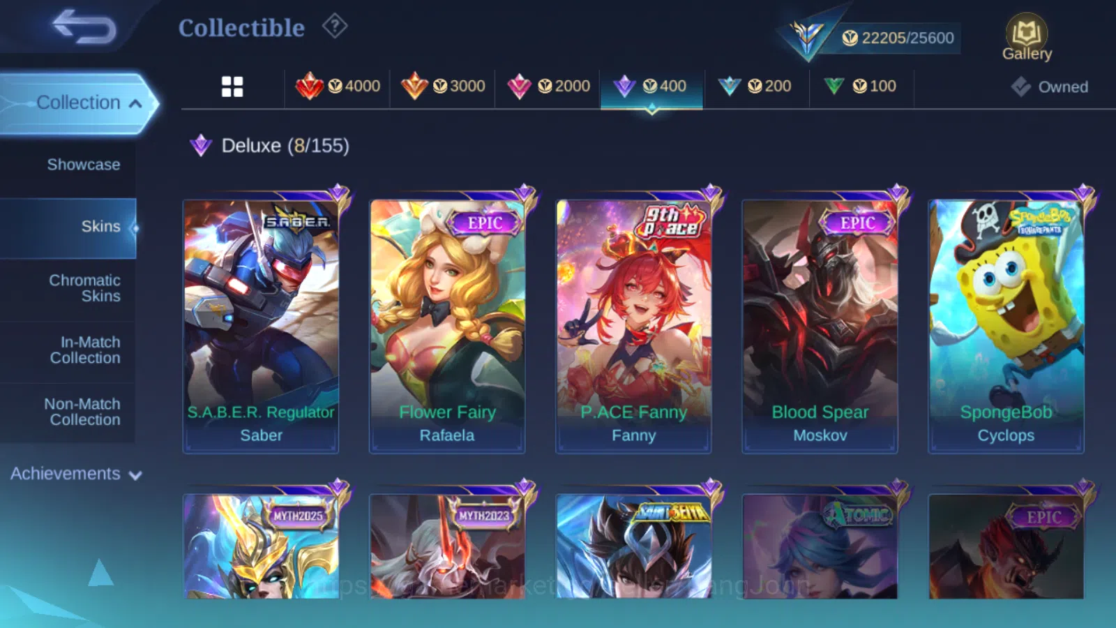 Mobile Legends: Bang Bang Accounts Others Hero 91 | skin 118 | luckybox fanny | epic moskov | spongebob cyclops saber saber 8