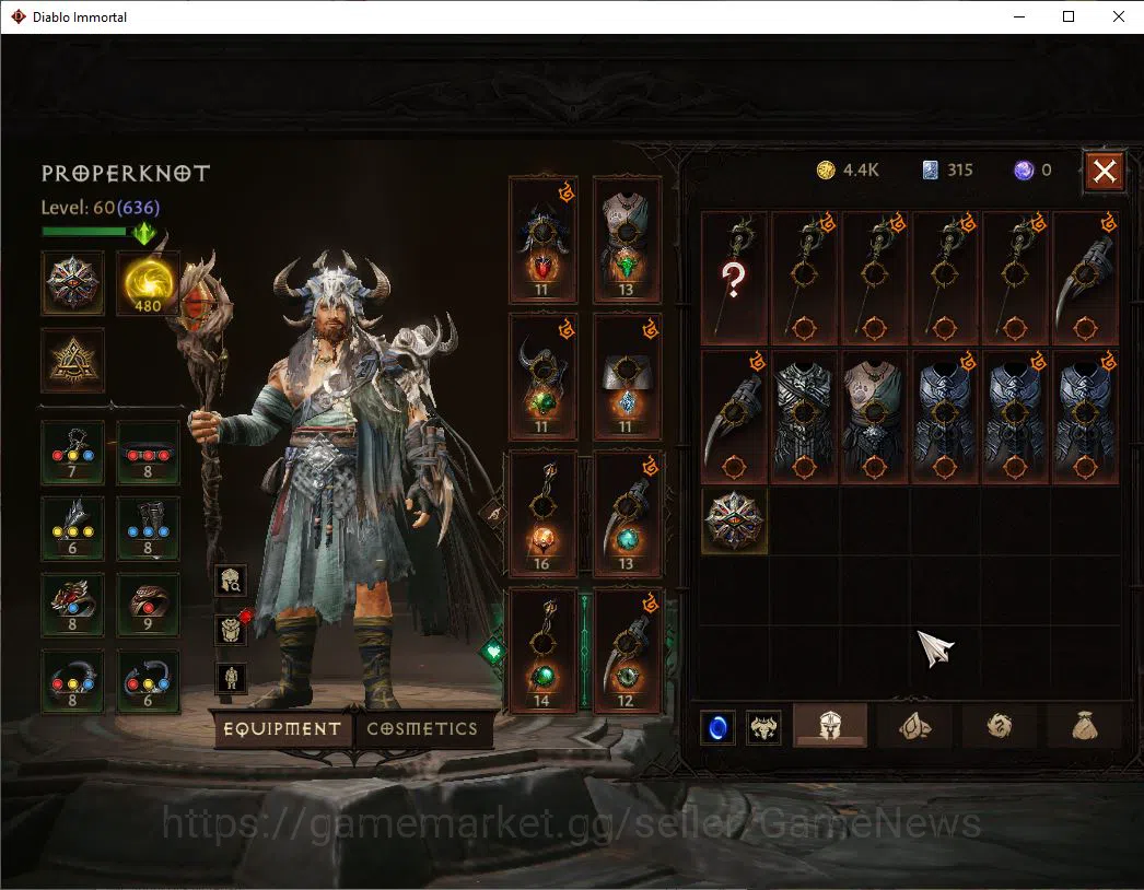 Diablo Immortal Accounts Mid-Tier SA-Malah|Change Server On|Lv60(636)|Druid|CR 36k|Reso 480|Paragon Maledictor|Inferno 5
