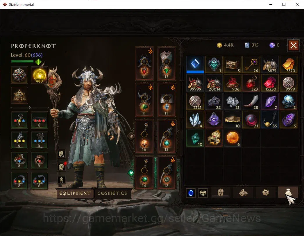 Diablo Immortal Accounts Mid-Tier SA-Malah|Change Server On|Lv60(636)|Druid|CR 36k|Reso 480|Paragon Maledictor|Inferno 7