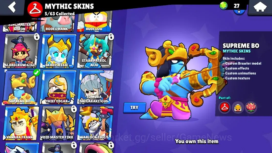 Brawl Stars Accounts 5757 Trophy|47 Brawlers 6 Max Lvl+2 Full Buffie [N image 12