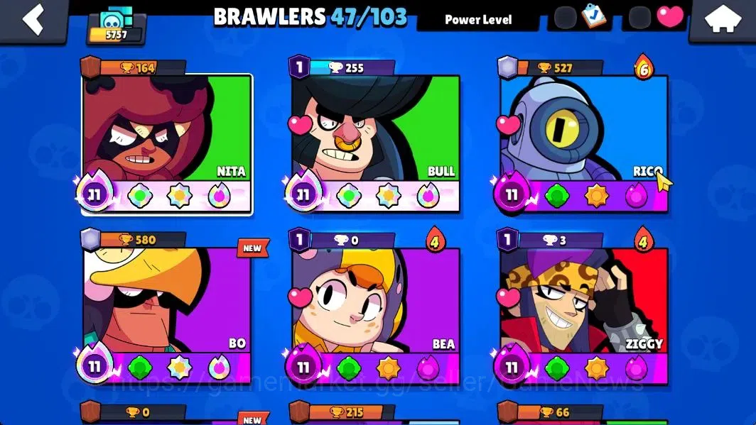 Brawl Stars Accounts 5757 Trophy|47 Brawlers 6 Max Lvl+2 Full Buffie [N image 5