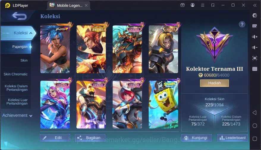 Mobile Legends: Bang Bang Accounts GLOBAL|Hero 114|Skin 223|Prime Yz,Kof Karina,Lucky image 20