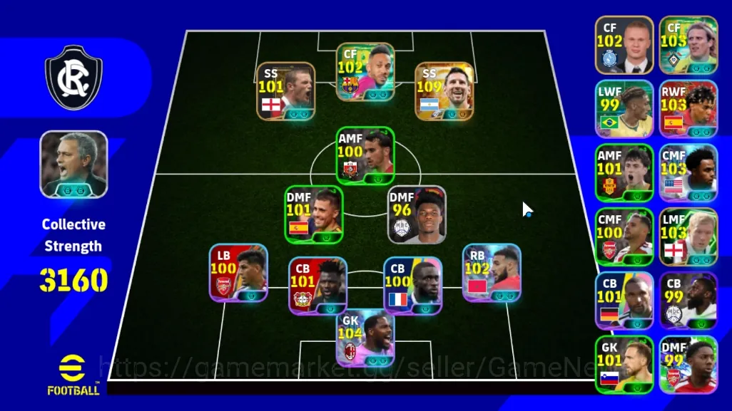 eFootball Accounts Others Android|Power 3160|Big Time Lionel Messi|Epic Diego Forlan,Patrick Kluivert,Paul 1