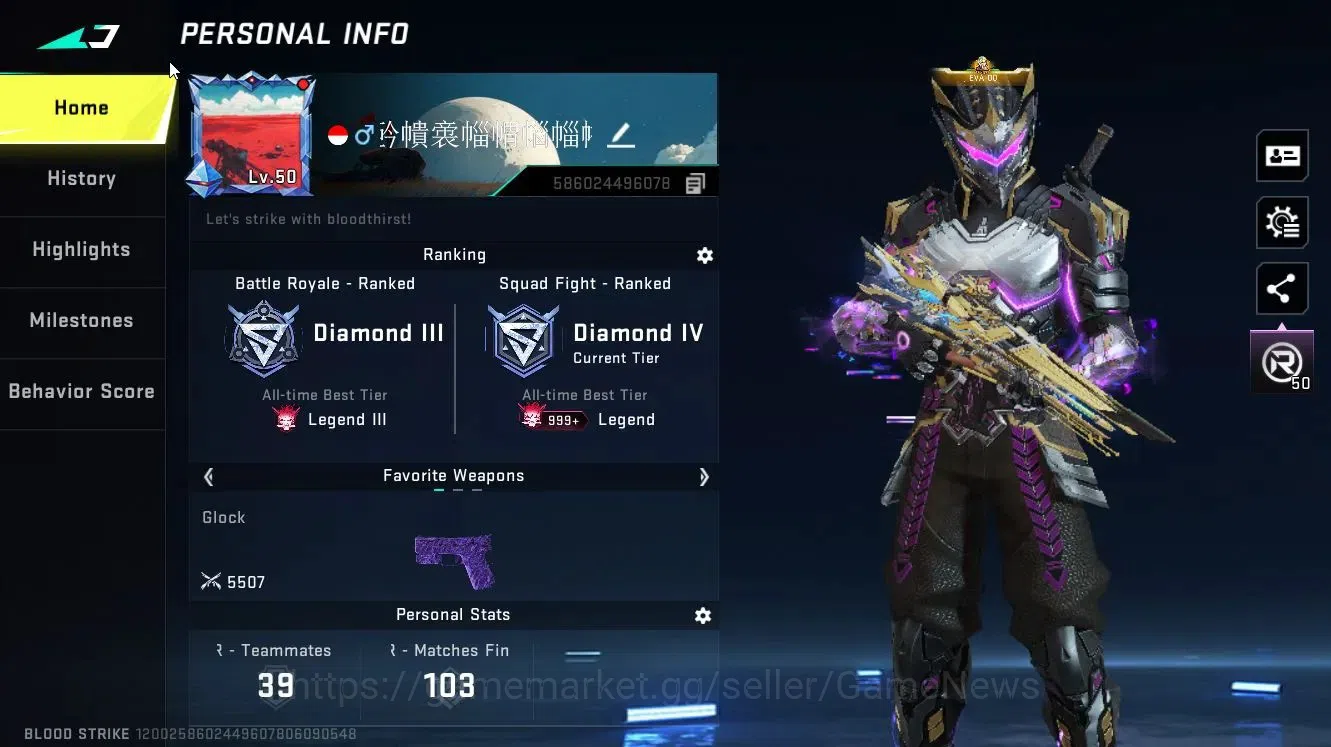 Blood Strike Accounts Asia|2 ETERNAL[M4A1 Lv5,DEagle Lv2]|Collab TR[MCX, image 2