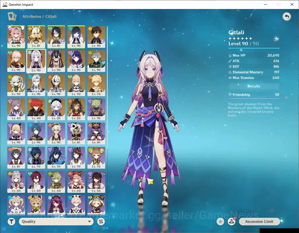 Genshin Impact Accounts Mid Game ASIA|AR 59|PremTim Arlec|2370 Primo|13 Limited + 9 (*5 12