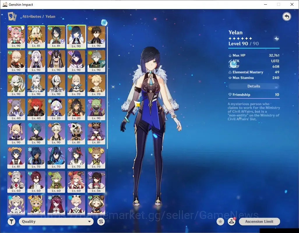 Genshin Impact Accounts Mid Game ASIA|AR 59|PremTim Arlec|2370 Primo|13 Limited + 9 (*5 9