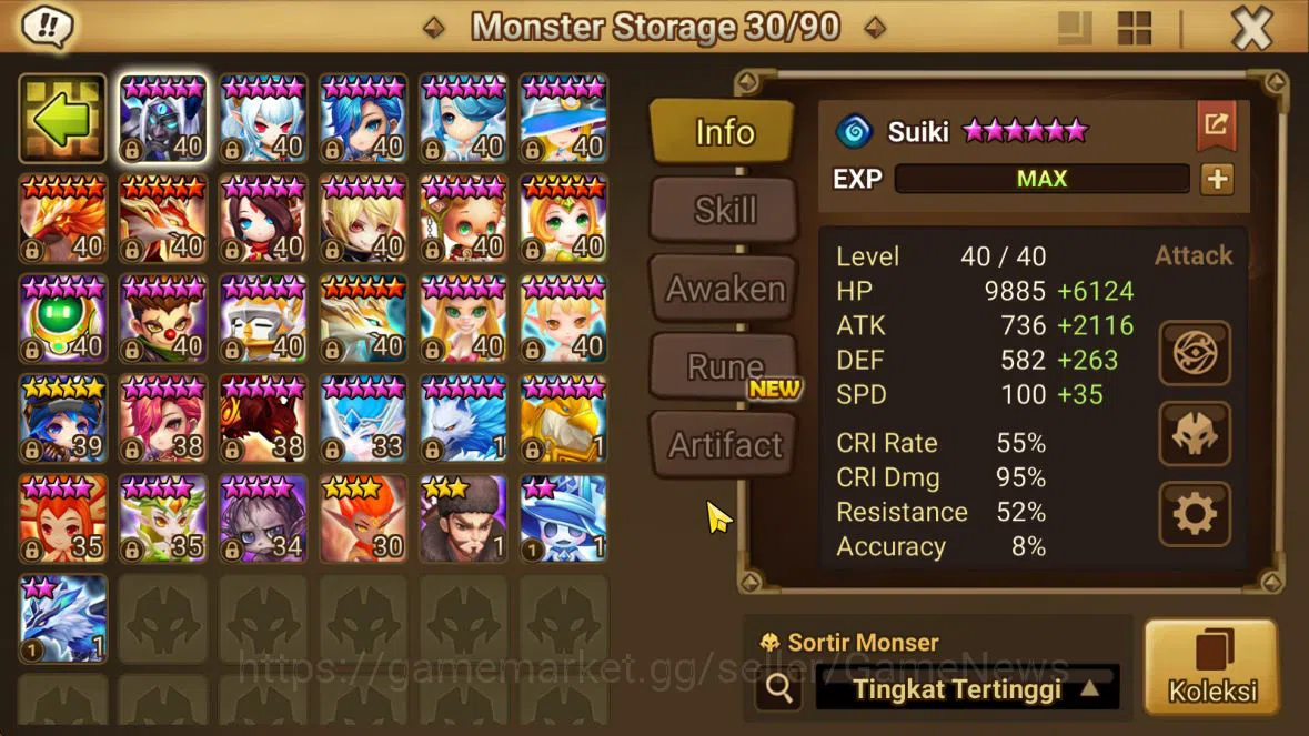 Summoners War: Sky Arena Accounts ASIA Lv 62|2 LD Asima, Vermilion|19 NB5(Minato,Sea image 8