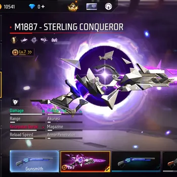 Free Fire Accounts Indonesia | 1 EVO ( M1887 LvMax)| M1887- Sterlin Conqueror,M60 Volcanic Whirlwind | Electrify Bunny