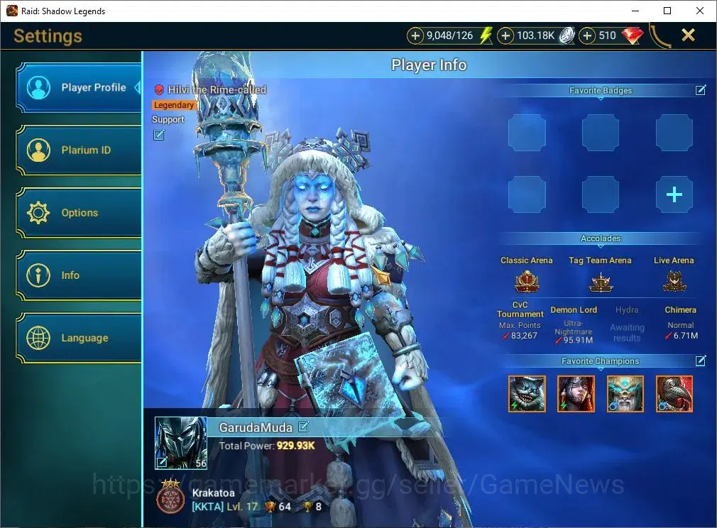 Raid: Shadow Legends Accounts Lv56 929K Power|24 Legend(Alice,Ninja,Corvis,Hilvi image 2