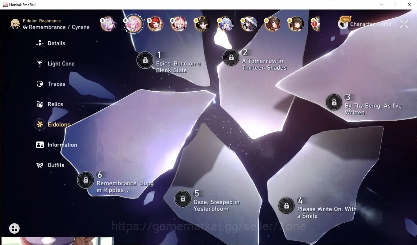 Honkai Star Rail Accounts Others ASIA|L80 Characters: Cyrene, Castorice, Hyacine, Sparkle, Seele, Acheron, Huohuo, Mydei 7