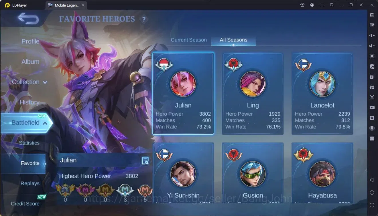 Mobile Legends: Bang Bang Accounts Global|Hero 78|Skin 163|Expert|KOF Karina|Prime Gr image 4