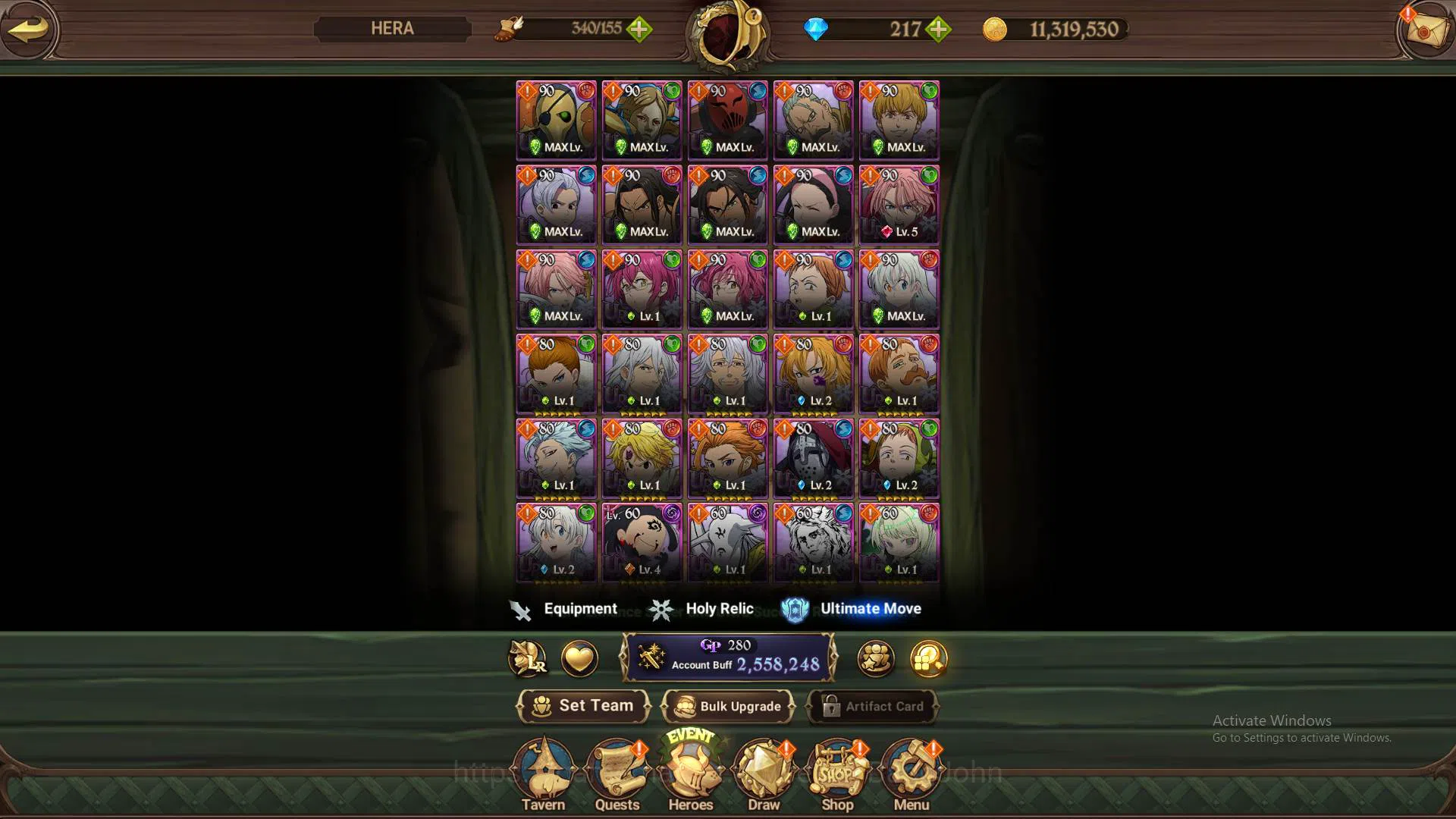 The Seven Deadly Sins: Grand Cross Accounts Others GLOBAL|2.5M CC|DM217|LR ELizabeth3/6|Collab Sho FF|7UR 7