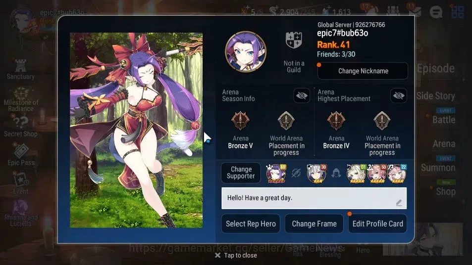 Epic Seven Accounts GLOBAL UnVerif|NewEra|3ML(LR Krau,Comnd Pavel,Apoc image 2