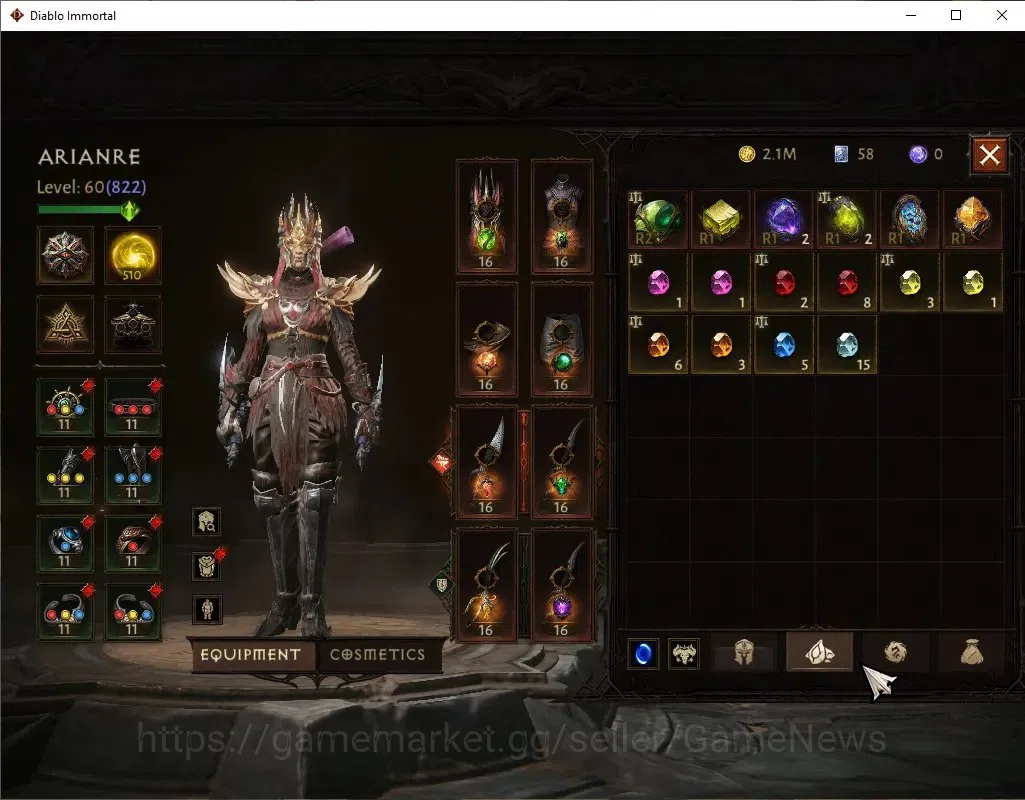 Diablo Immortal Accounts SEA-Vasily|CS ON|Lv60(822)|Tempest|CR 44k|Reso 510 image 6
