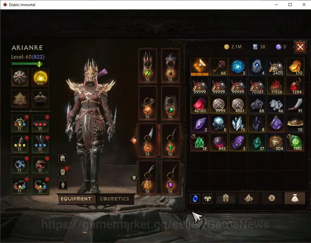 Diablo Immortal Accounts SEA-Vasily|CS ON|Lv60(822)|Tempest|CR 44k|Reso 510 image 7