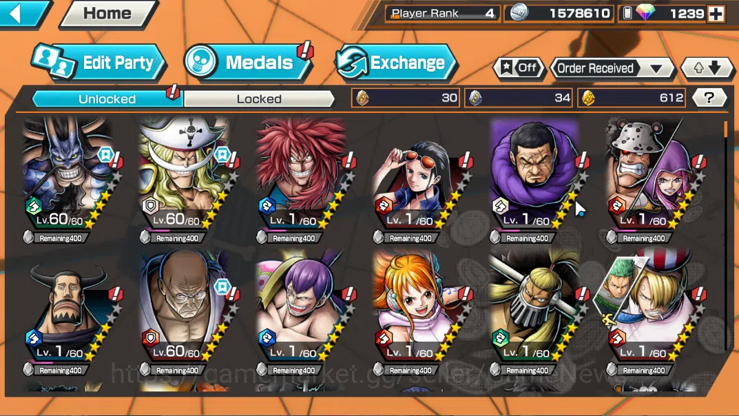 One Piece Bounty Rush Accounts Global|5 EX |WI Trafalgar Law,BMO Kaido,Gp Edward image 5