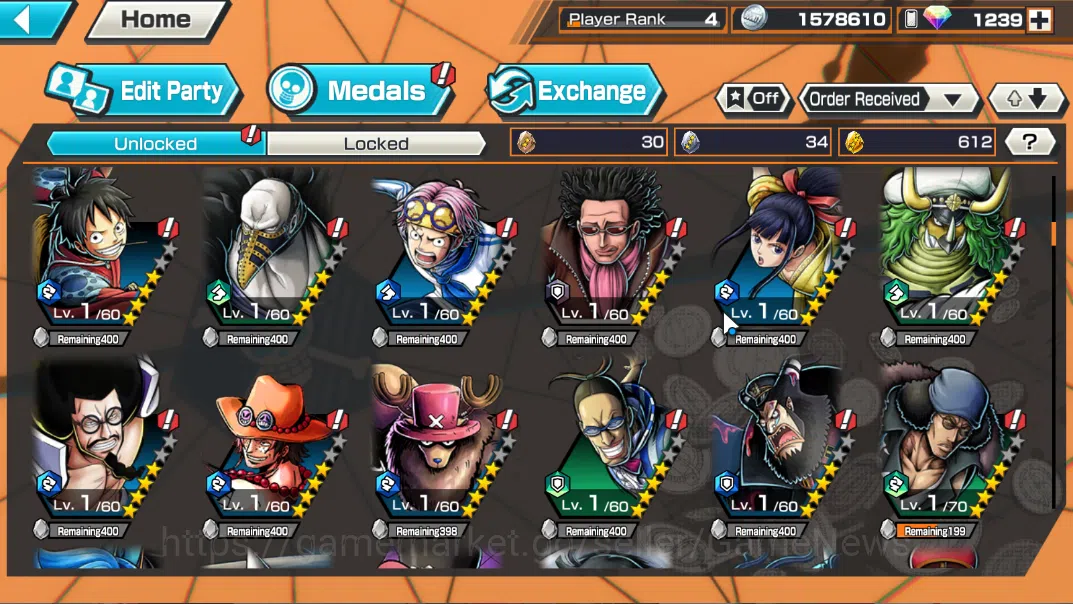 One Piece Bounty Rush Accounts Global|5 EX |WI Trafalgar Law,BMO Kaido,Gp Edward image 6