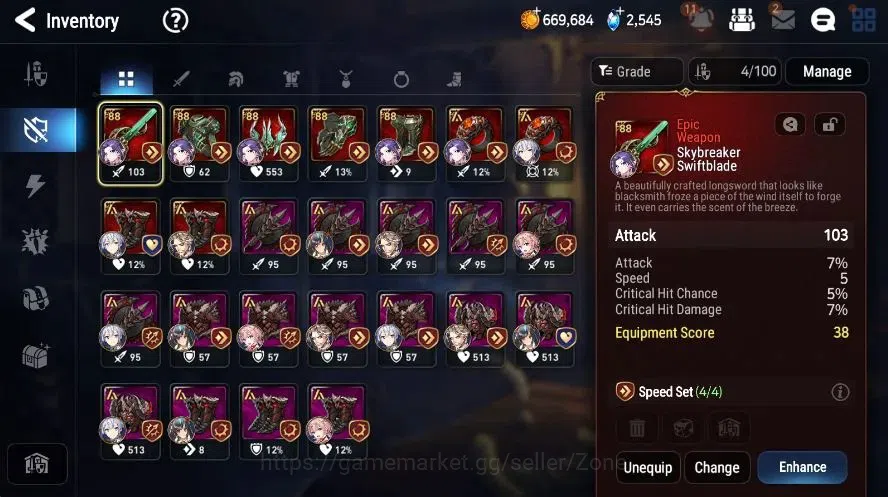 Epic Seven Accounts Global Unverif|Starter|3ML (Astromancer Elena, Arc image 12