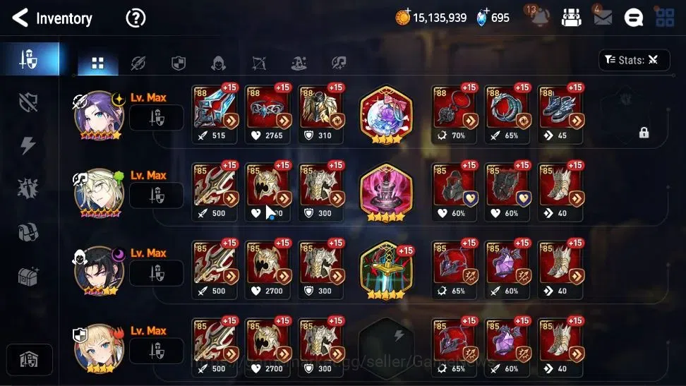 Epic Seven Accounts Mid-Tier GLOBAL UnVerif|New Era|9 ML(Rhiana&Luciel,LC Bellona,NM Luna,Etc)+TA Coli,Etc|Poh+ON|1K 13