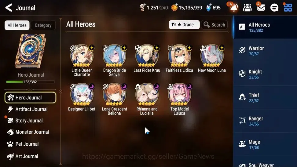 Epic Seven Accounts Mid-Tier GLOBAL UnVerif|New Era|9 ML(Rhiana&Luciel,LC Bellona,NM Luna,Etc)+TA Coli,Etc|Poh+ON|1K 6