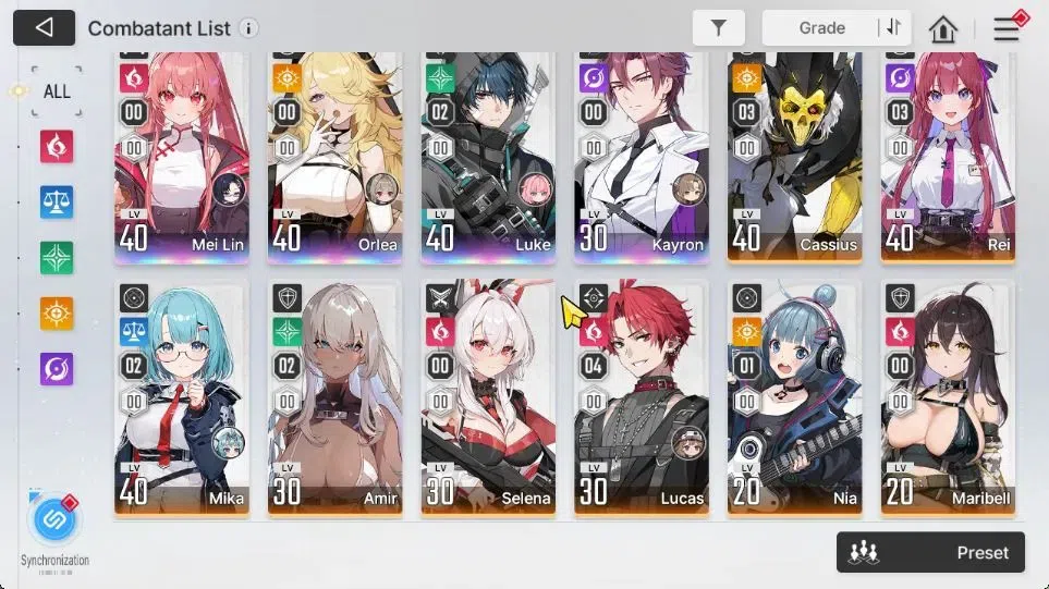 Chaos Zero Nightmare Accounts GLOBAL Lv 34|4 SSR[LukeM2,Mei Lin,Orlea,Kayron]+11 SR[MikaM2,CassiusM3,LucasM4,Etc]+8 SR 3