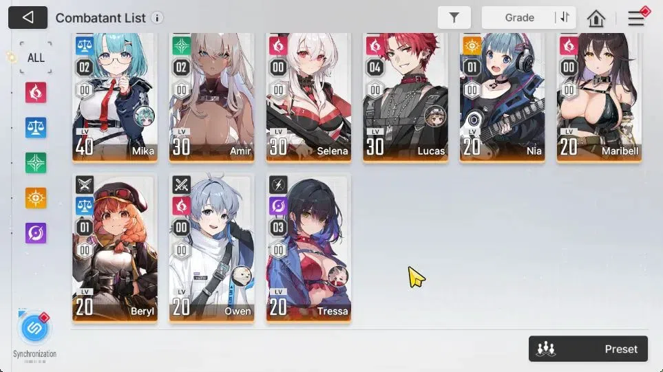 Chaos Zero Nightmare Accounts GLOBAL Lv 34|4 SSR[LukeM2,Mei Lin,Orlea,Kayron]+11 SR[MikaM2,CassiusM3,LucasM4,Etc]+8 SR 4
