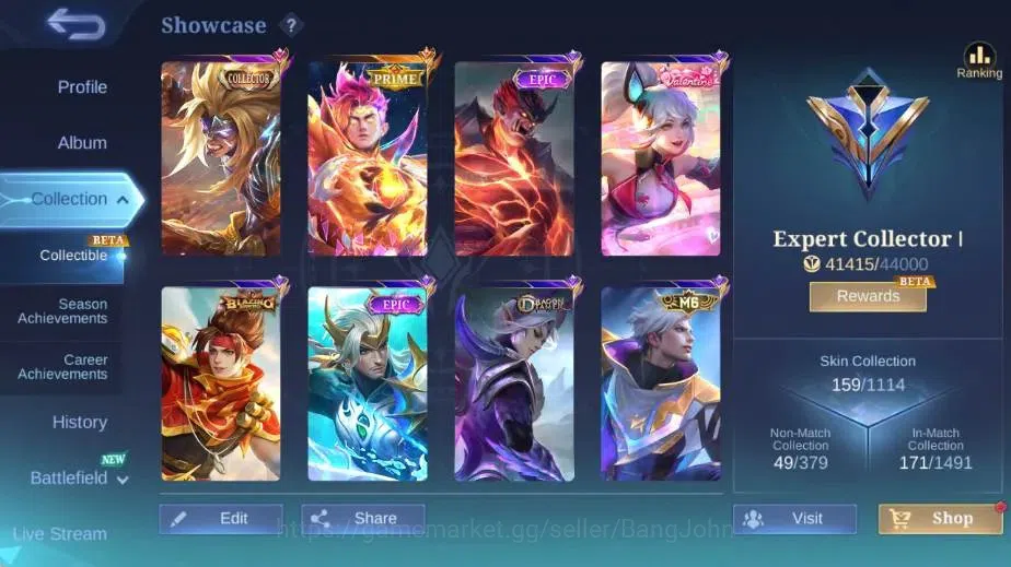 Mobile Legends: Bang Bang Accounts Global|Skin 159|Expert|PRIME Claude,Collector Nata image 2