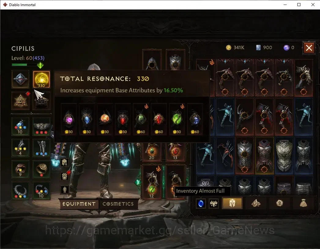 Diablo Immortal Accounts SEA - Verathiel|CS ON|Lv60(453)|Demon Hunter|32K C image 4