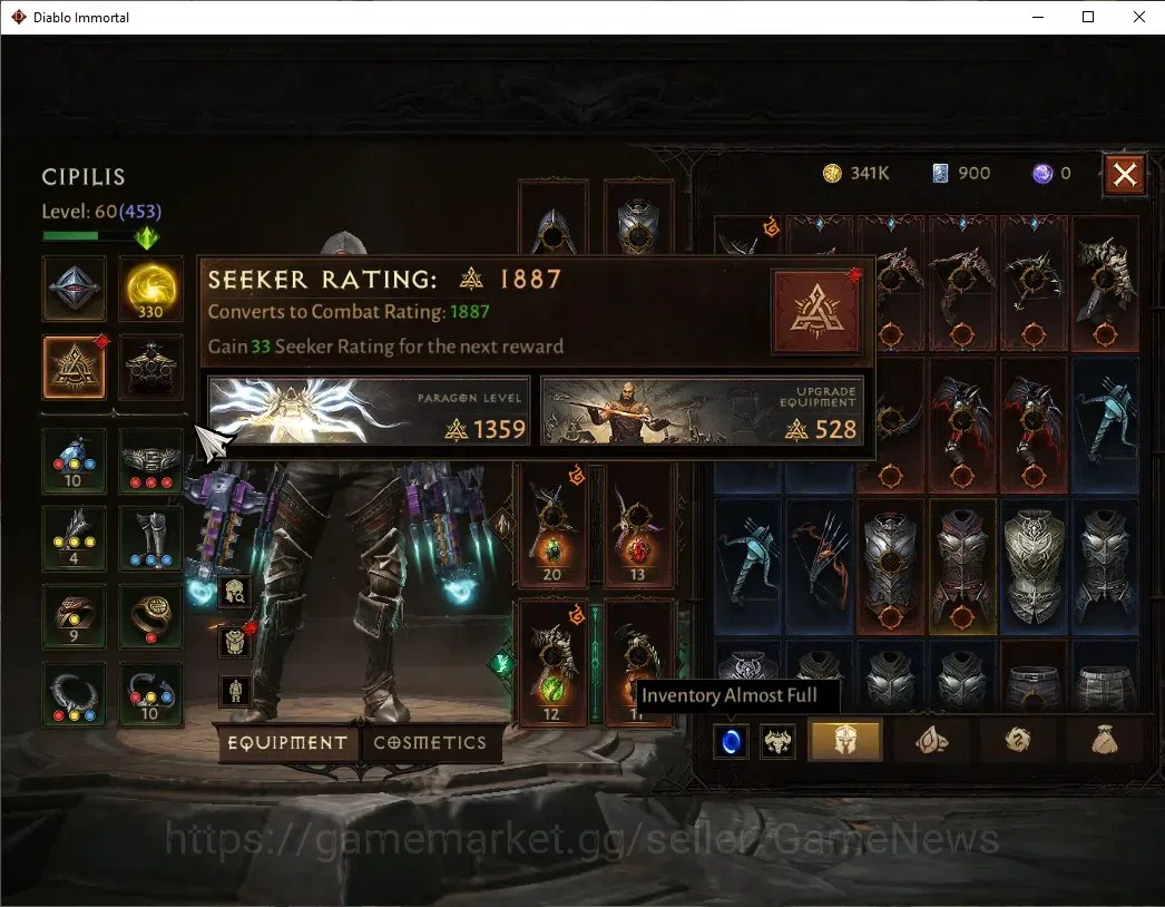 Diablo Immortal Accounts SEA - Verathiel|CS ON|Lv60(453)|Demon Hunter|32K C image 5