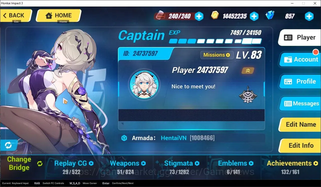 Honkai Impact 3rd Accounts End-Game SEA|Lvl 83|2 Fullset|Seele Wings of Panacea 4/4,Rita Miss E 4/4,Senadina3/4,Bronya H of 17