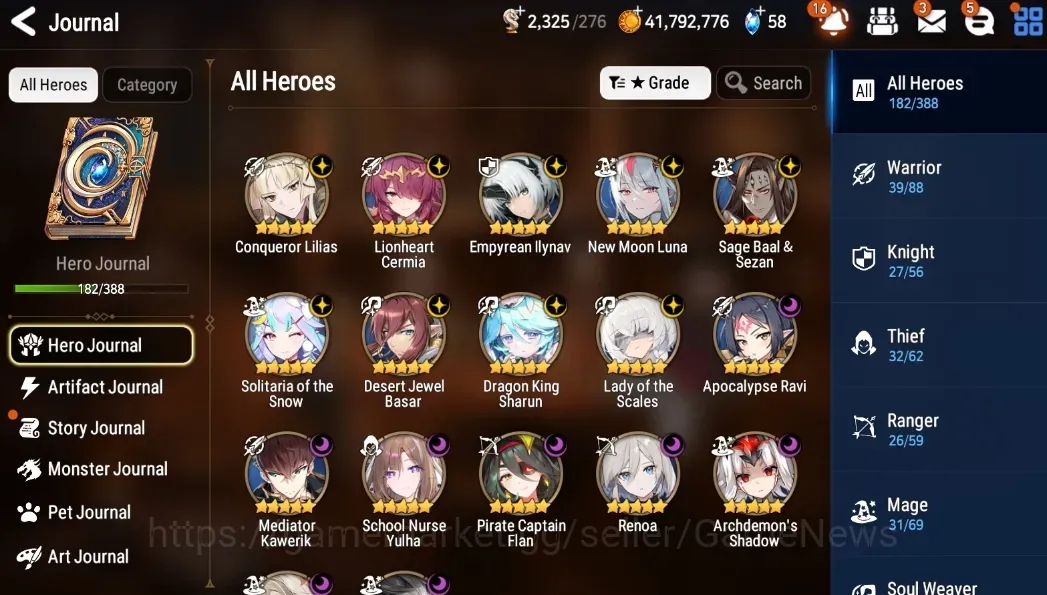 Epic Seven Accounts High-End GLOBAL Unverif|Mor 48|17 ML(School NYulha,LOTScales,Renoa,Zio,Etc)+PByblis,Aram,Argent,Et|PoH 1