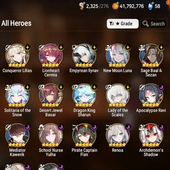 Epic Seven Accounts High-End GLOBAL Unverif|Mor 48|17 ML(School NYulha,LOTScales,Renoa,Zio,Etc)+PByblis,Aram,Argent,Et|PoH