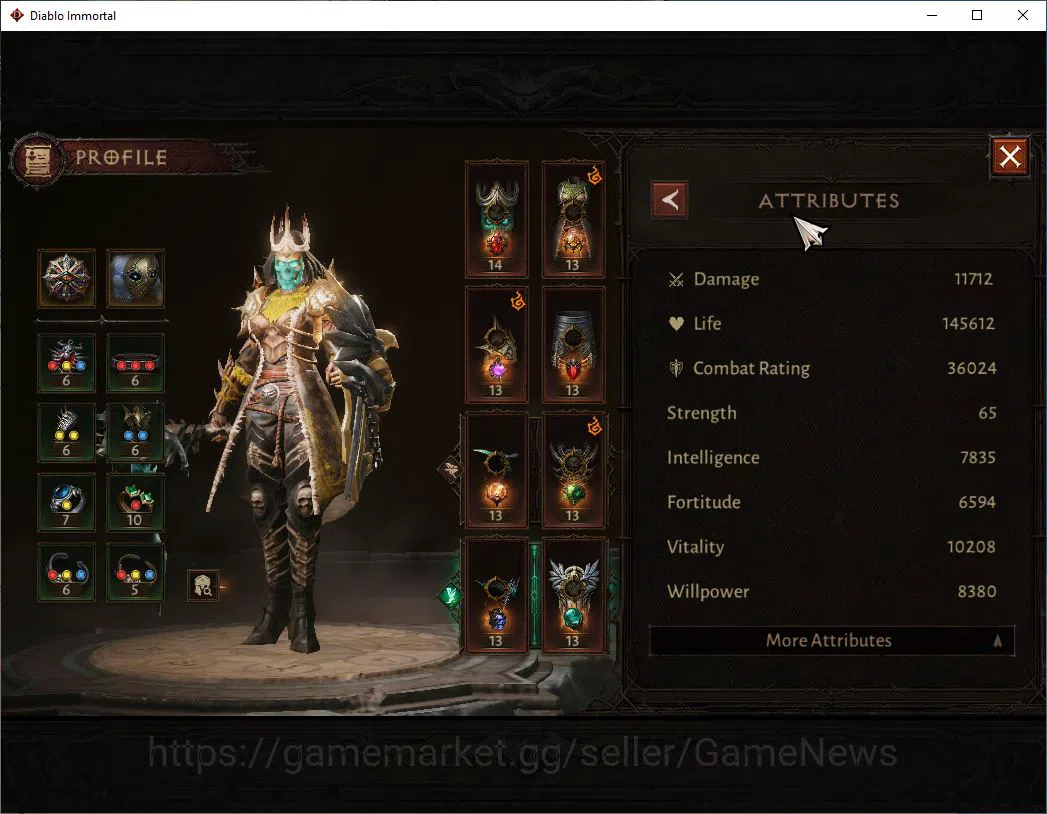 Diablo Immortal Accounts Mid-Tier SEA - Vasily|Lv60 (588)|Necromancer|36K CR|Reso 540| Paragon Maledictor|Inferno II|Hell Lv 4