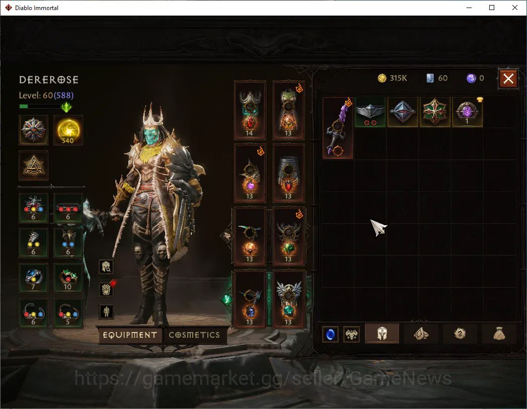 Diablo Immortal Accounts Mid-Tier SEA - Vasily|Lv60 (588)|Necromancer|36K CR|Reso 540| Paragon Maledictor|Inferno II|Hell Lv 5