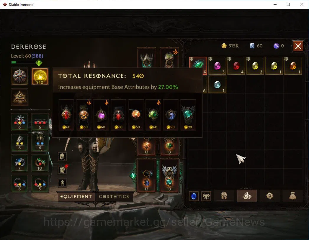 Diablo Immortal Accounts Mid-Tier SEA - Vasily|Lv60 (588)|Necromancer|36K CR|Reso 540| Paragon Maledictor|Inferno II|Hell Lv 6