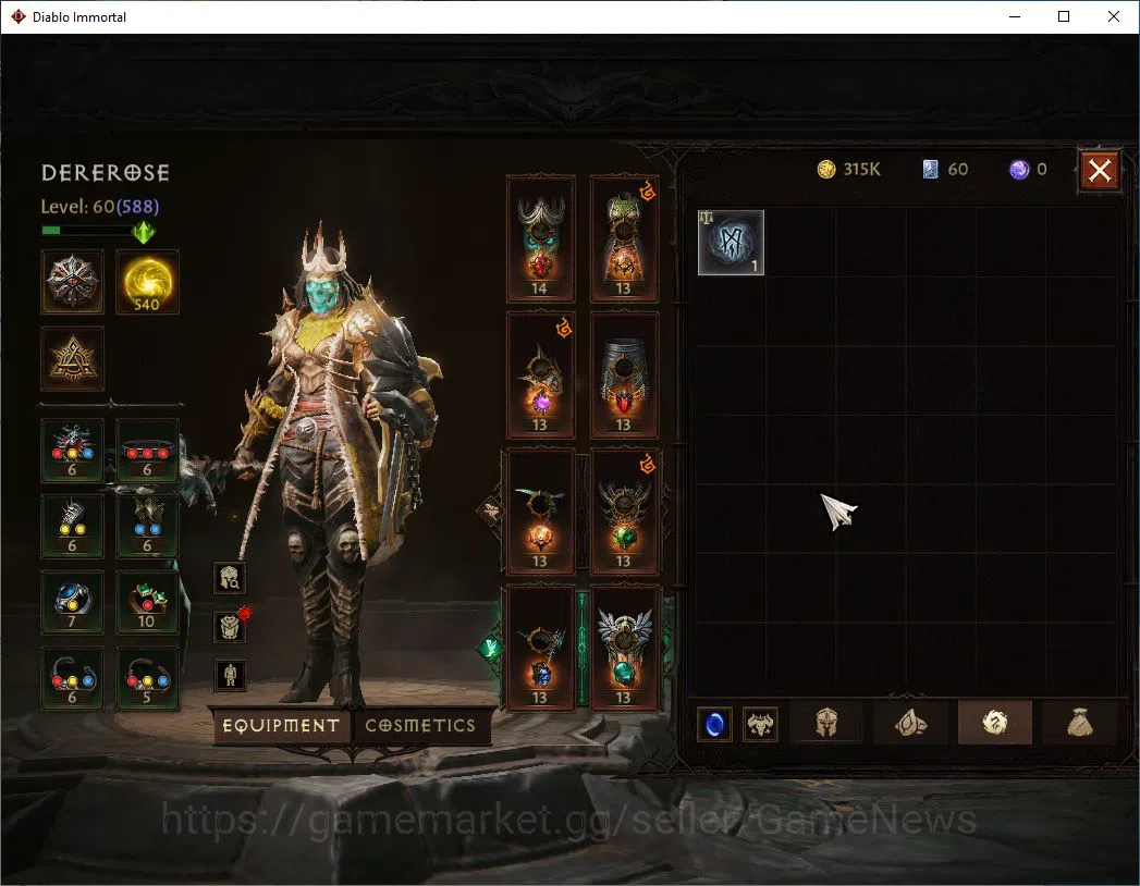 Diablo Immortal Accounts Mid-Tier SEA - Vasily|Lv60 (588)|Necromancer|36K CR|Reso 540| Paragon Maledictor|Inferno II|Hell Lv 7