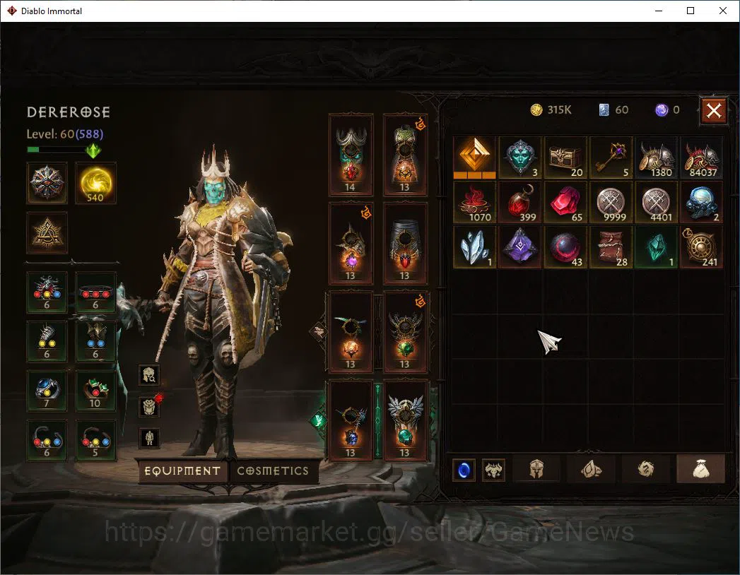 Diablo Immortal Accounts Mid-Tier SEA - Vasily|Lv60 (588)|Necromancer|36K CR|Reso 540| Paragon Maledictor|Inferno II|Hell Lv 8