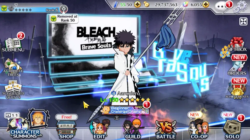 Bleach: Brave Souls Accounts Starter [GLOBAL]6k Orbs+Fresh All Story|Fierce Aaroniero,Soul Reaper Shuhei,Etc|Klab ID|Check
