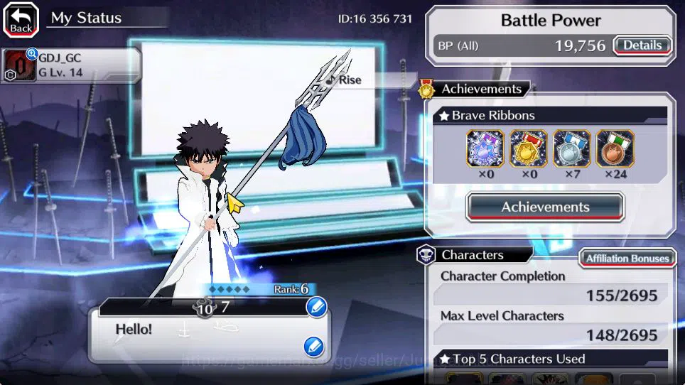 Bleach: Brave Souls Accounts Starter [GLOBAL]6k Orbs+Fresh All Story|Fierce Aaroniero,Soul Reaper Shuhei,Etc|Klab ID|Check 2
