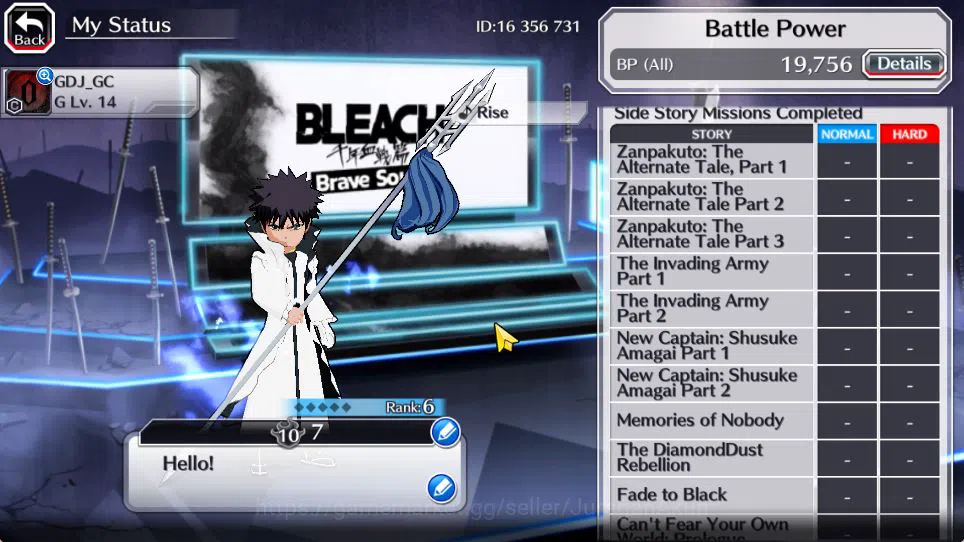 Bleach: Brave Souls Accounts Starter [GLOBAL]6k Orbs+Fresh All Story|Fierce Aaroniero,Soul Reaper Shuhei,Etc|Klab ID|Check 6