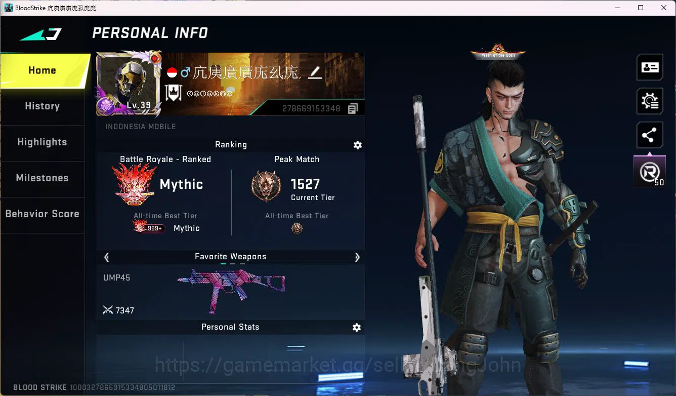 Blood Strike Accounts ASIA|COLLAB=KAR98K,QBZ95|LIMITED=AR97|ULTRA=ORIGIN image 13