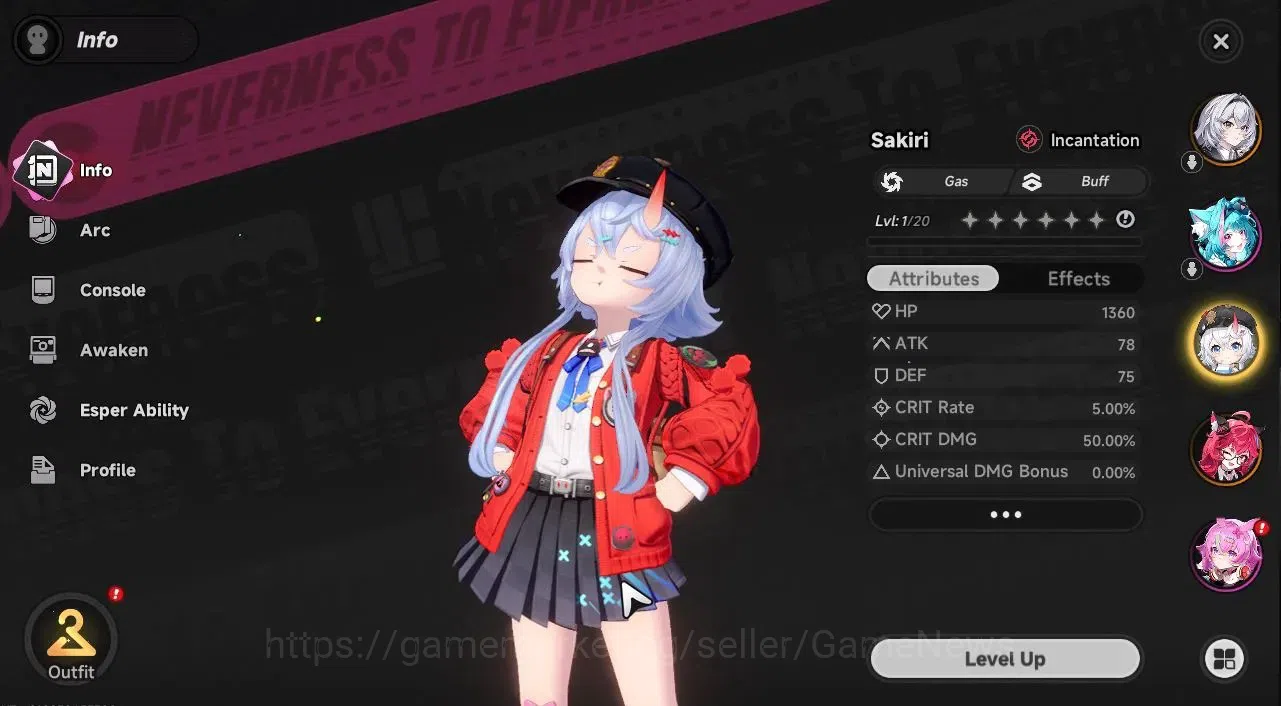Neverness to Everness Accounts GLOBAL EU|HL 3|2 SSR [Nanally,Sakiri]|1 S Arc|4 SR [Mint,Haniel,Etc]|566 Annulith|Selector 2