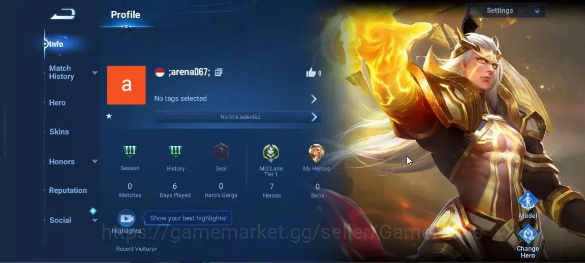 Honor of Kings Accounts Hero 7|Starter with Legend Skin Selection Chest(Di image 2