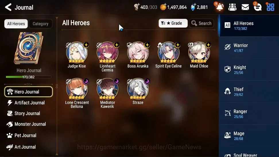 Epic Seven Accounts High-End GLOBAL UnVerif|New Era|8 ML(BoRunka,LC Bellona,SE Celine,etc)+Estelle,Setsuka,Etc|AUTO WBC 6