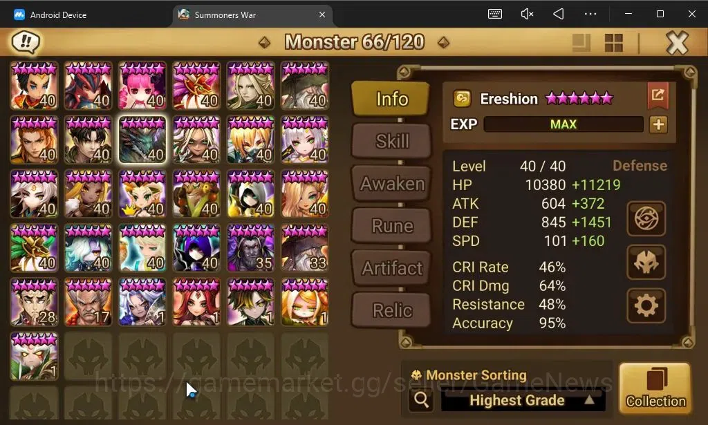 Summoners War: Sky Arena Accounts ASIA Lv100|3 LD[Fermion,Nigong,Dorothy]|60 Total N image 12