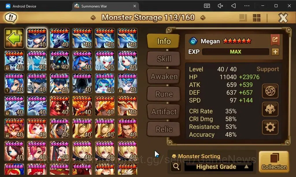 Summoners War: Sky Arena Accounts ASIA Lv100|3 LD[Fermion,Nigong,Dorothy]|60 Total N image 13