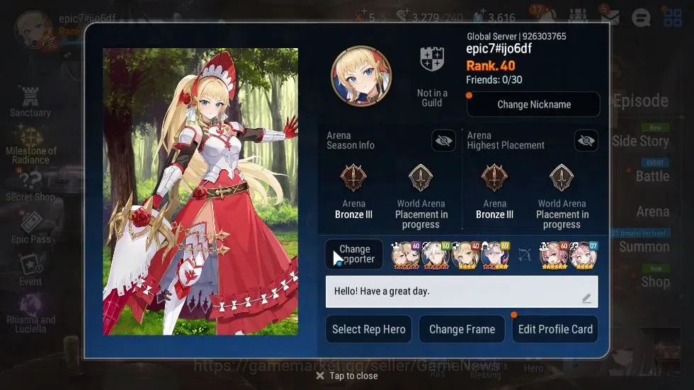 Epic Seven Accounts GLOBAL Unverif|New Era|3 ML(Rhiana N Luciel,LC Bel image 2