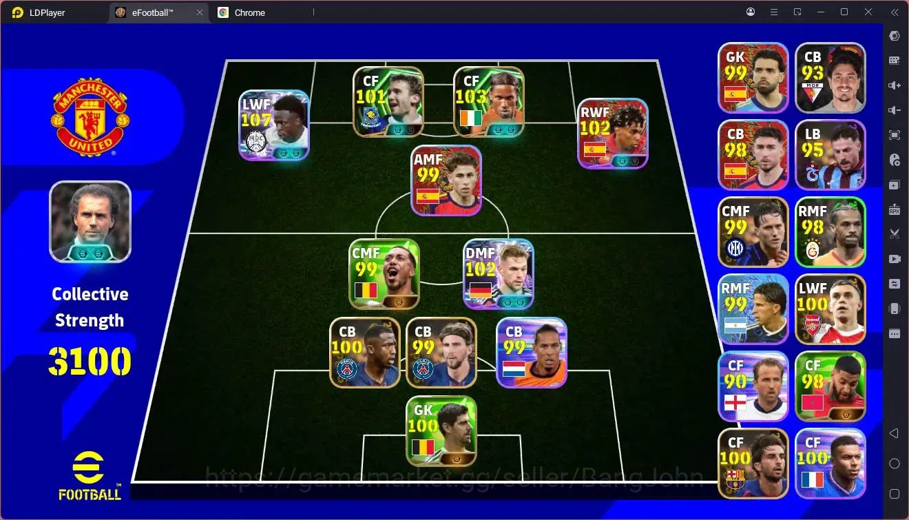 eFootball Accounts Legends & Iconic Players Mobile |PW 3100|Epic Drogba,Shevchenko|Showtime Vinicius,Kimmich,Yamal,Messi(RWF 1