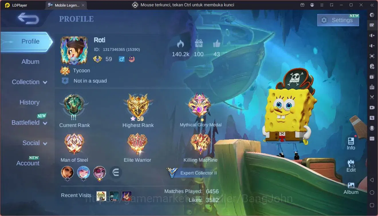 Mobile Legends: Bang Bang Accounts Global|Hero 96|Skin 174|Expert|KOF Karina|CC Natal image 1
